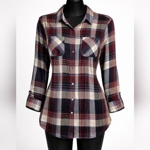 Plaid Button-Up Women's Top